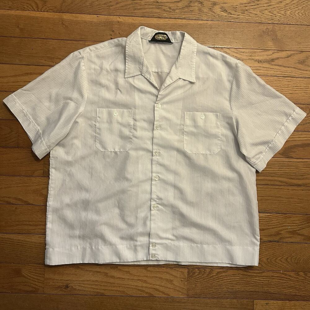 Vintage Triumph California Camp Collar Striped Short Sleeve Button Up Shirt XL